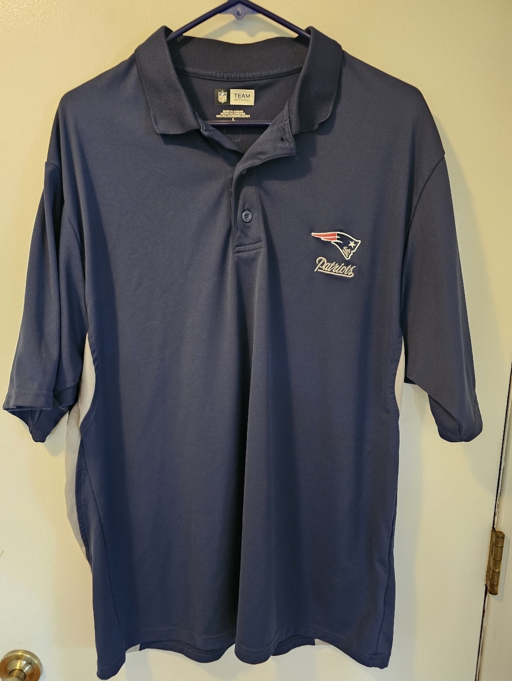 NFL Team Apparel New England Patriots Embroidered Polo Blue‎ Men's Size L
